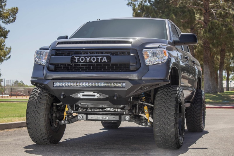 Toyota Tundra Bumper - Front - Addictive Desert Designs - Stealth Fighter w/ Winch Mount & Sensors - Hammer Black, Satin Black - `14-`27
